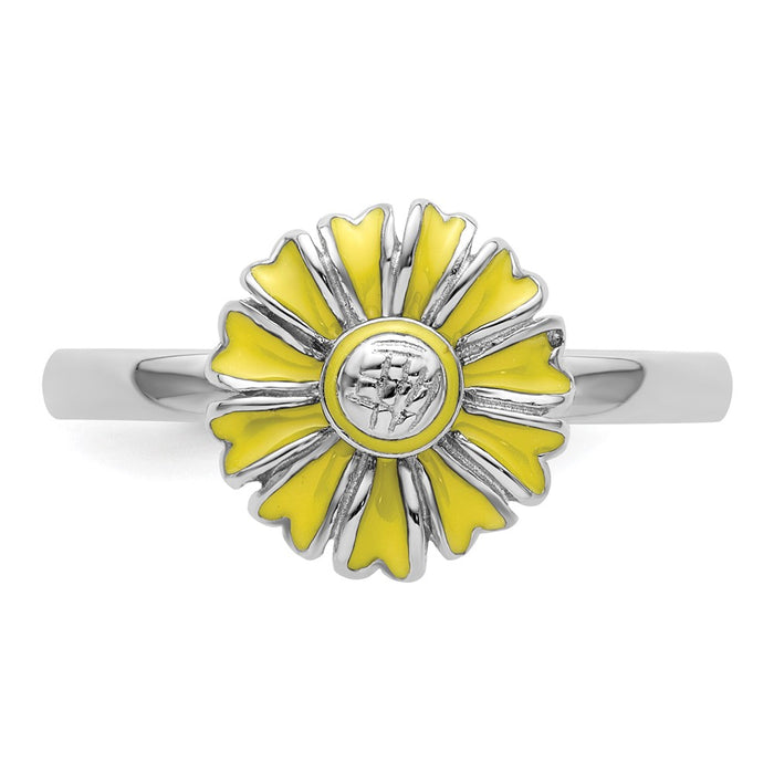 Shop Stylish Sterling Silver Daisy Stackable Ring - High-Quality Design-4