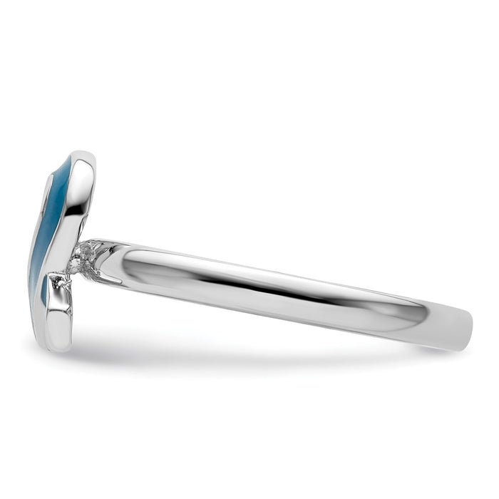 High-Quality Sterling Silver Stackable Blue Enameled Awareness Ribbon Ring - Stylish Value-3