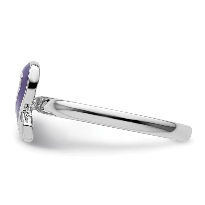 Exclusive Sterling Silver Stackable Awareness Ribbon Ring - Stylish Purple Enameled Design-3