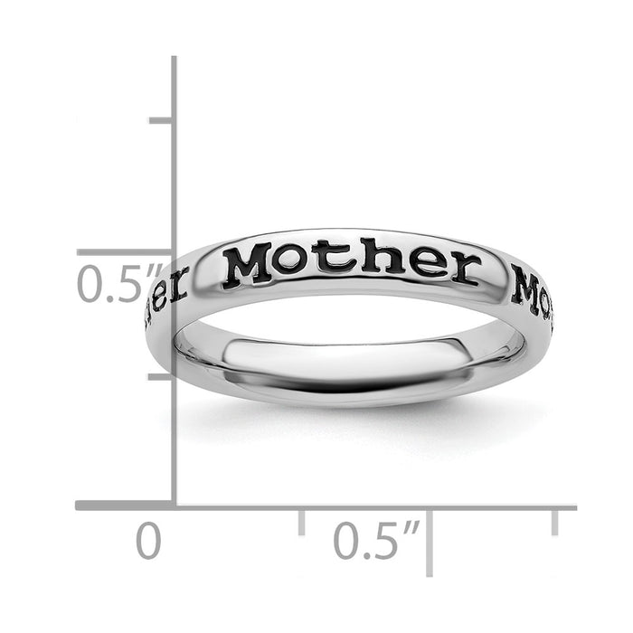 Shop Stylish Polished Enameled Sterling Silver Mother Ring - Stackable Design-4