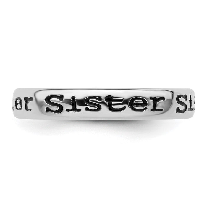 Shop Stylish Polished Enameled Sister Ring in Sterling Silver - Stackable-3