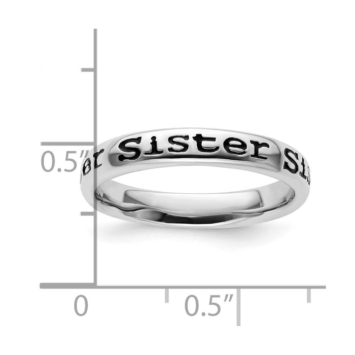Shop Stylish Polished Enameled Sister Ring in Sterling Silver - Stackable Expressions-4