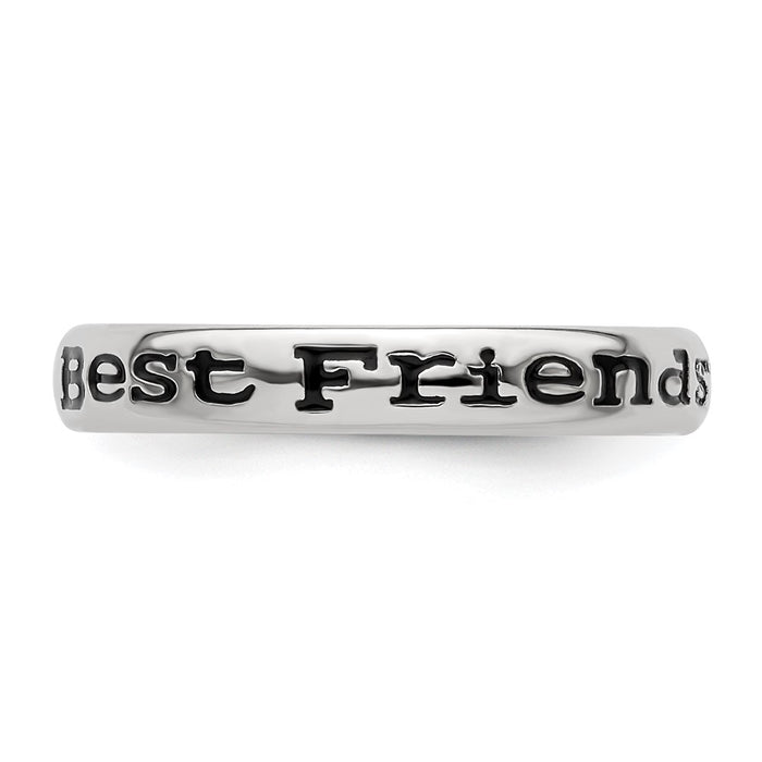 Shop Stylish Polished Enameled Sterling Silver Stackable Friends Ring-3