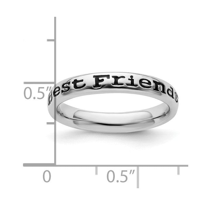 Shop Stylish Polished Enameled Sterling Silver Stackable Friends Ring-4