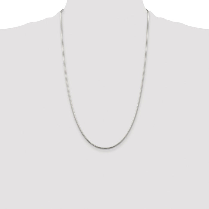 Buy Stylish Rhodium-Plated Sterling Silver 1.75mm Snake Chain - Affordable Luxury-4