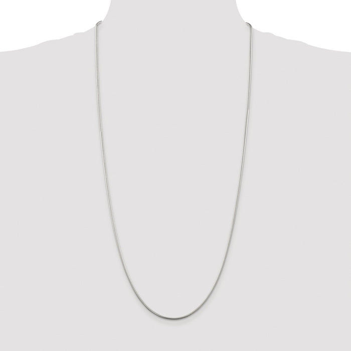 Buy Stylish Rhodium-Plated 1.75mm Sterling Silver Snake Chain - Affordable Luxury-4