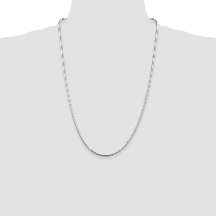 Buy Stylish Rhodium-Plated 2mm Sterling Silver Snake Chain - Affordable Elegance-4