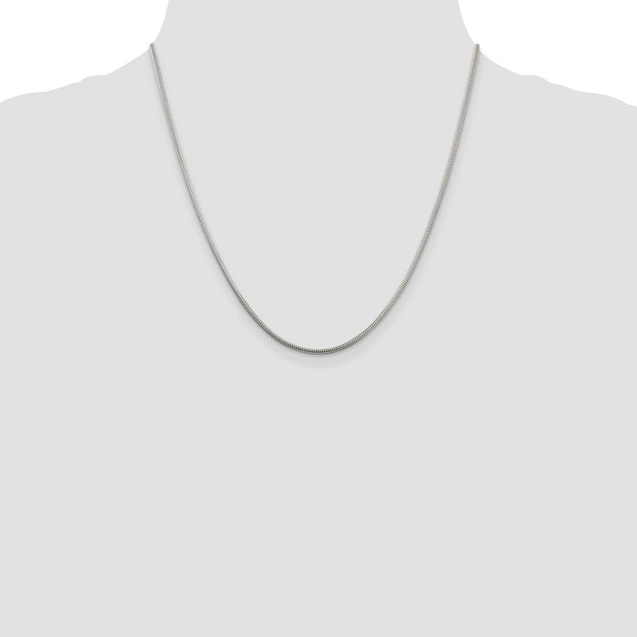 Buy Stylish 2mm Round Snake Chain in Sterling Silver - High-Quality Value-4