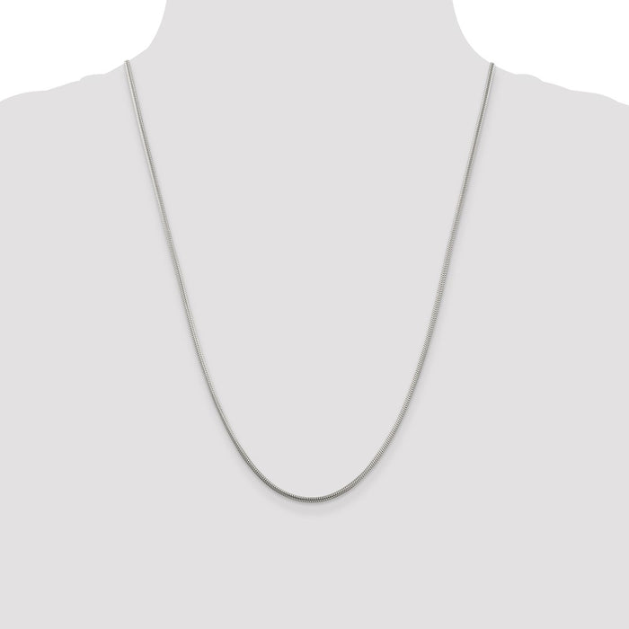 High-Quality 2mm Round Snake Chain in Sterling Silver | Stylish & Affordable-4