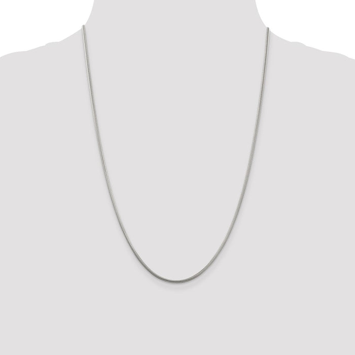 Buy Stylish 2mm Round Snake Chain in Sterling Silver - Affordable Luxury Jewelry-4