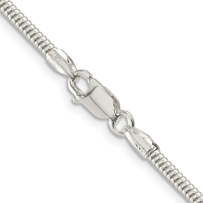 Buy Stylish 2.5mm Round Snake Chain in Sterling Silver - Affordable Luxury-3