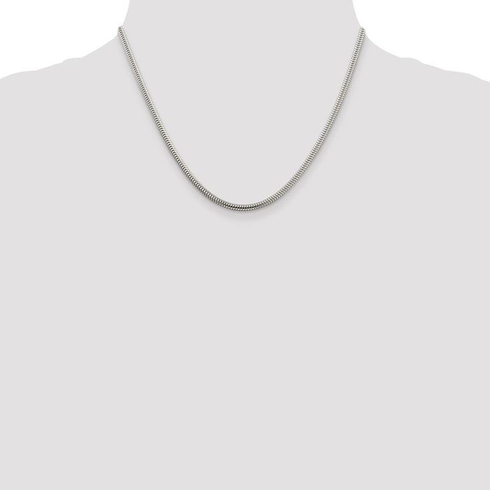 Buy Exclusive 3mm Round Snake Chain in Sterling Silver - Stylish & Affordable!-4