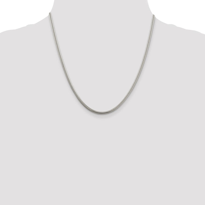 Buy Stylish 3mm Round Snake Chain in Sterling Silver - Affordable Luxury Jewelry-4