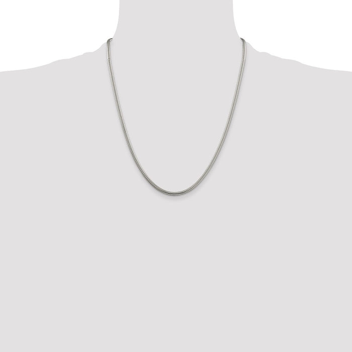 High-quality 3mm Round Snake Chain in Sterling Silver | Affordable Luxury Jewelry-4