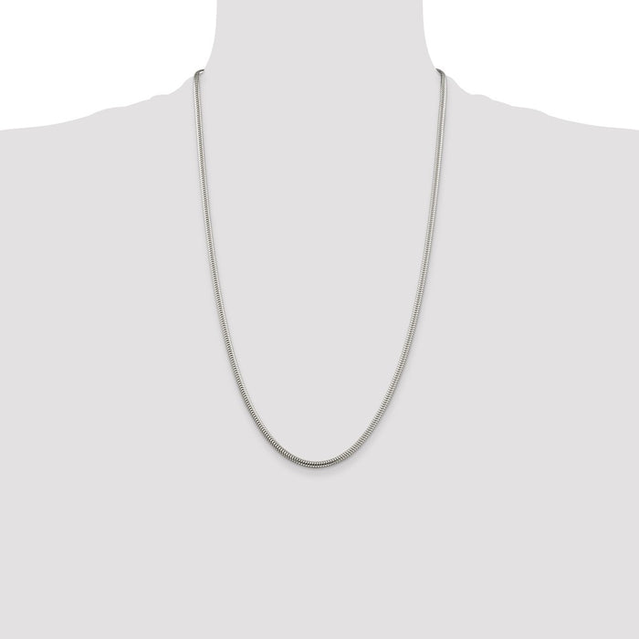 Buy High-Quality 3mm Round Snake Chain in Sterling Silver - Affordable Luxury-4