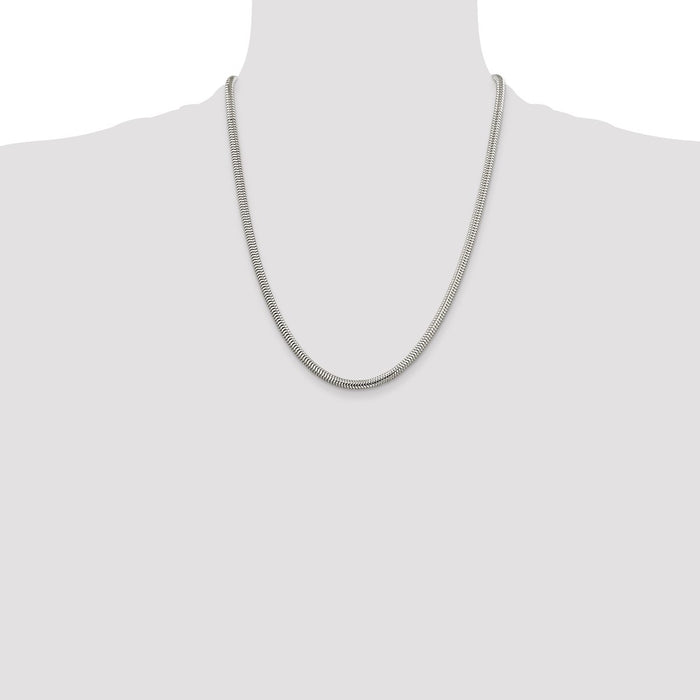 Buy Stylish 4mm Round Snake Chain in Sterling Silver - Affordable Luxury Jewelry-4