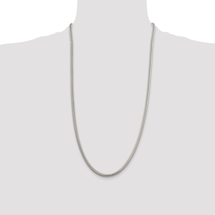 Exclusive 4mm Round Snake Chain in Sterling Silver - Affordable Luxury Jewelry-4