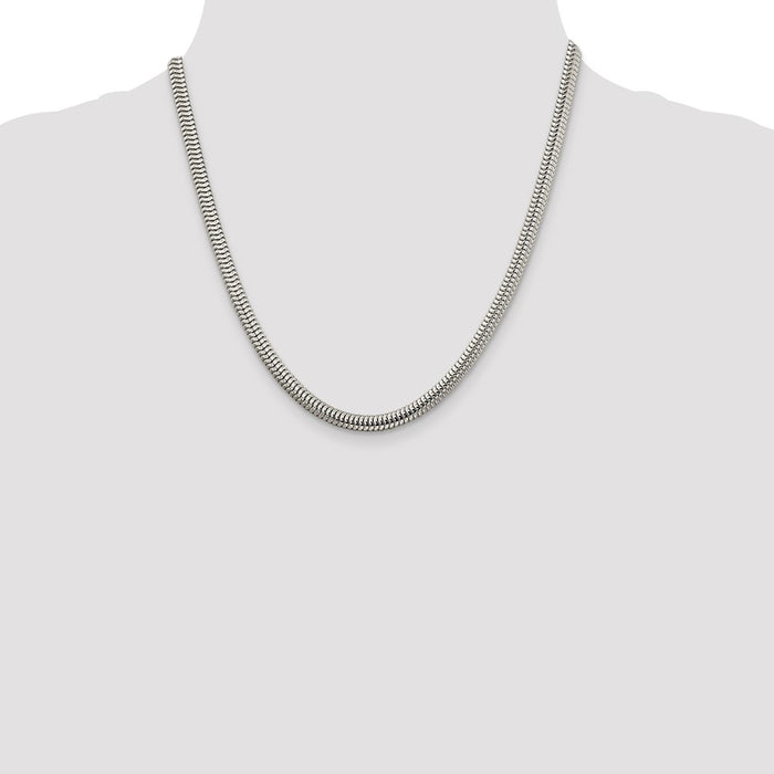 High-Quality 5mm Round Snake Chain in Sterling Silver - Stylish & Affordable!-4