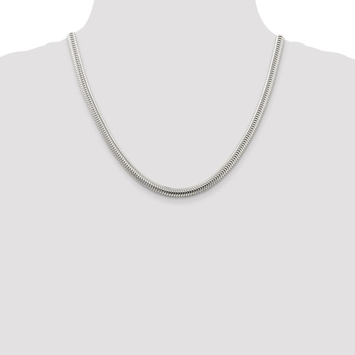 High-Quality 6mm Round Snake Chain in Sterling Silver - Stylish & Affordable-4