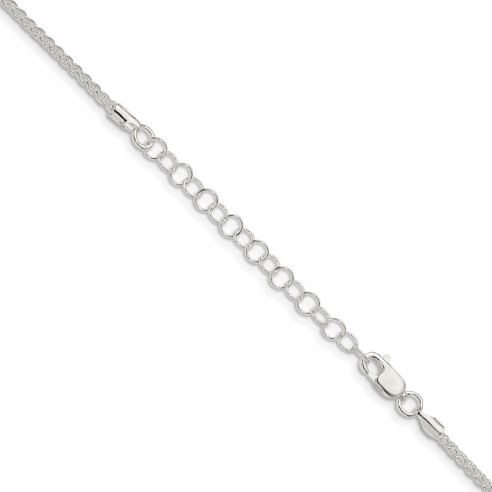 Buy Stylish 1.75mm Sterling Silver Spiga Chain with 2-Inch Extension-3