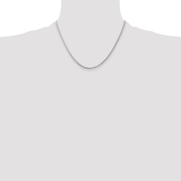 Buy High-Quality Rhodium-Plated 1.75mm Spiga Chain in Sterling Silver - Stylish Value!-4