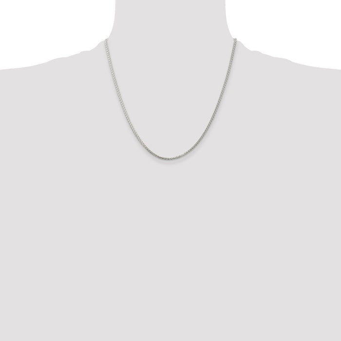 Buy Stylish Rhodium-Plated Sterling Silver 1.75mm Round Spiga Chain-4