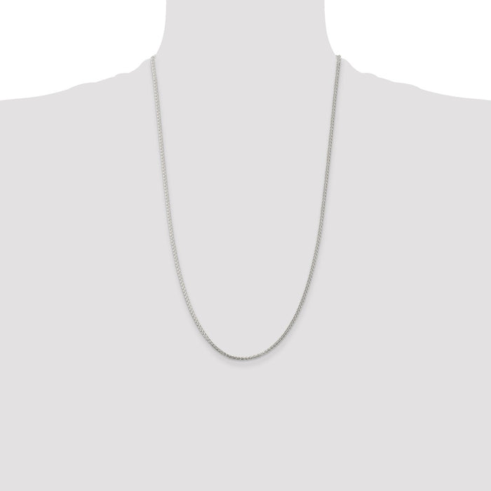 Buy Exclusive Rhodium-Plated 1.75mm Round Spiga Chain | Affordable Sterling Silver-4