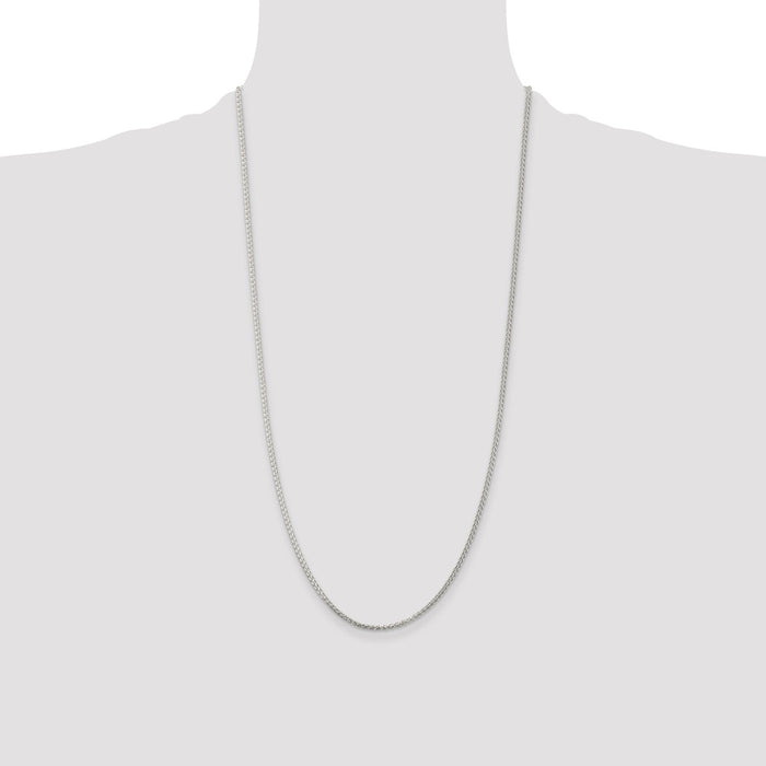 Buy Stylish Rhodium-Plated Sterling Silver 1.75mm Round Spiga Chain-4