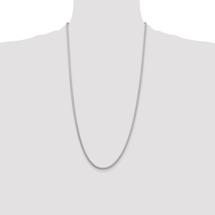 Buy Stylish Rhodium-Plated 2.5mm Round Spiga Chain in Sterling Silver-4