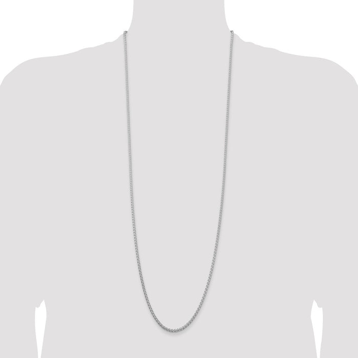 Buy Stylish 2.5mm Round Spiga Chain in Rhodium-Plated Sterling Silver-4
