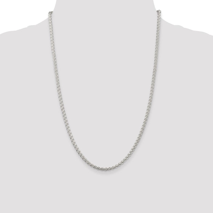 High-Quality 3mm Round Spiga Chain in Sterling Silver - Stylish & Affordable!-4