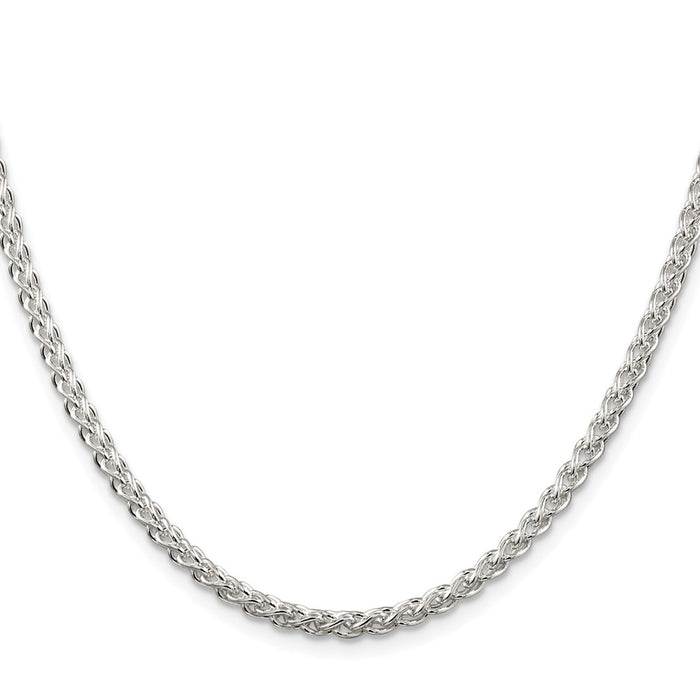 Buy Stylish 3mm Rhodium-Plated Spiga Chain in Sterling Silver - Luxury Value!-2