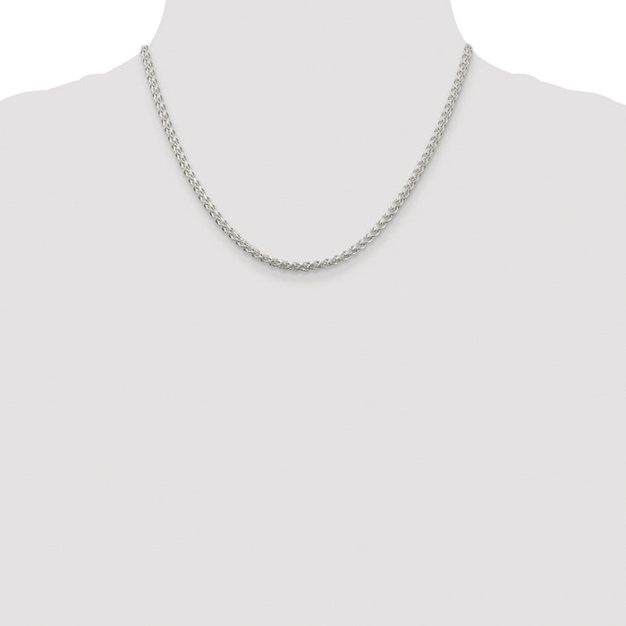 Exclusive 3mm Rhodium-Plated Spiga Chain in Sterling Silver - Affordable Luxury!-4