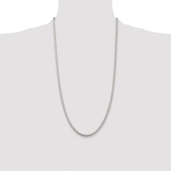 Buy Stylish 3mm Rhodium-Plated Spiga Chain in Sterling Silver - High-Quality!-4