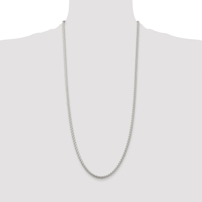 Exclusive Rhodium-Plated 3mm Round Spiga Chain in Sterling Silver - Stylish Value!-4