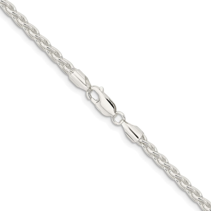 Buy Stylish Rhodium-Plated Sterling Silver Spiga Chain 3.7mm - Affordable Luxury-3