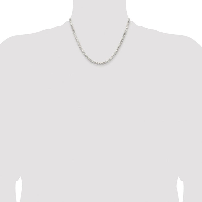 Buy Stylish Rhodium-Plated Sterling Silver 3.7mm Round Spiga Chain - Affordable Elegance-4