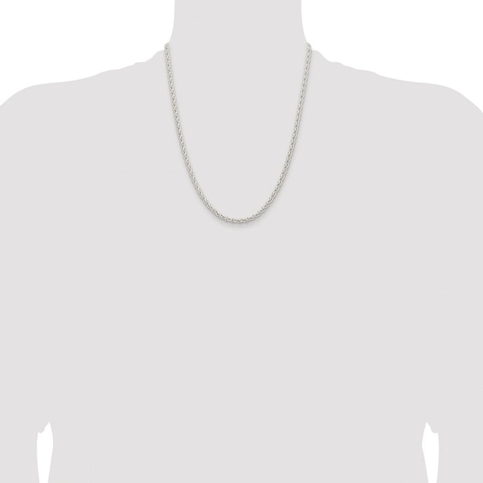 Buy Stylish Rhodium-Plated Sterling Silver Spiga Chain 3.7mm - Affordable Luxury-4