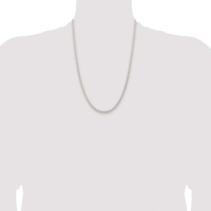 High-Quality Rhodium-Plated Sterling Silver 3.7mm Spiga Chain | Stylish Value-4