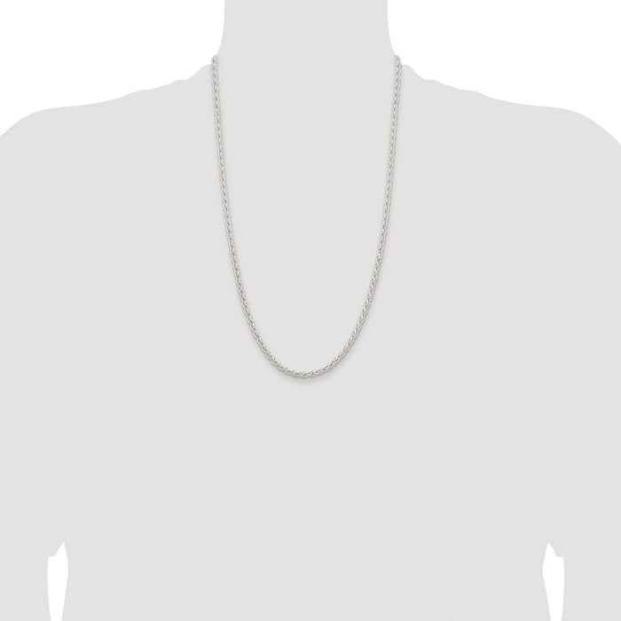 Buy Stylish Rhodium-Plated Sterling Silver 3.7mm Round Spiga Chain - Affordable!-4