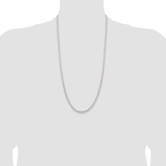 High-Quality Rhodium-Plated Sterling Silver 3.7mm Spiga Chain - Stylish Value-4