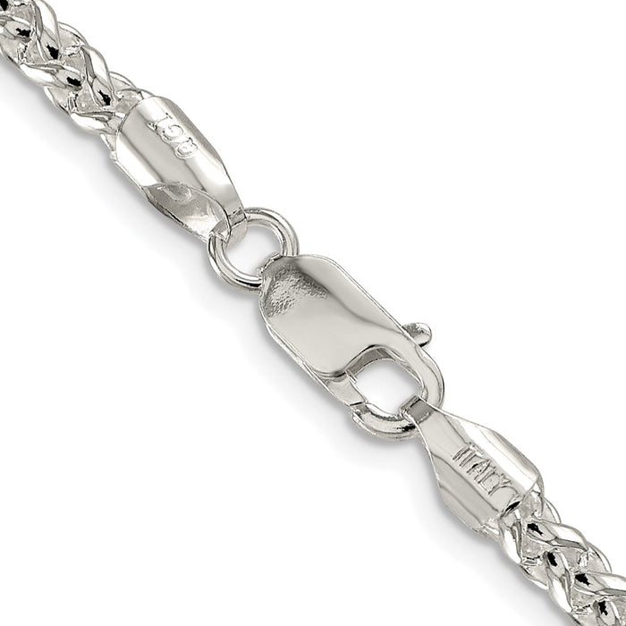 High-Quality Rhodium-Plated 4mm Round Spiga Chain in Sterling Silver - Stylish Value!-3