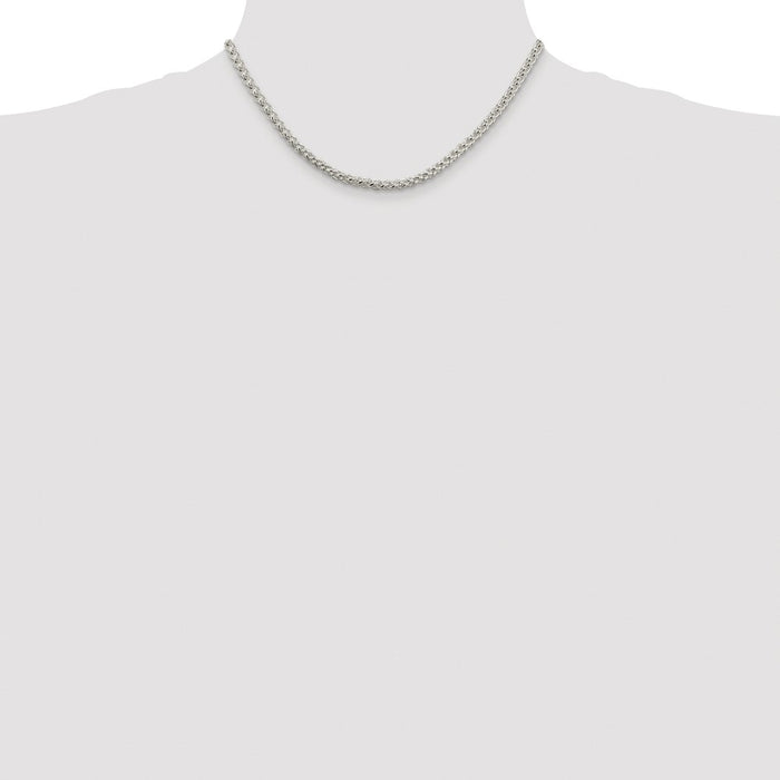 Buy Luxury Rhodium-Plated 4mm Round Spiga Chain in Sterling Silver-4