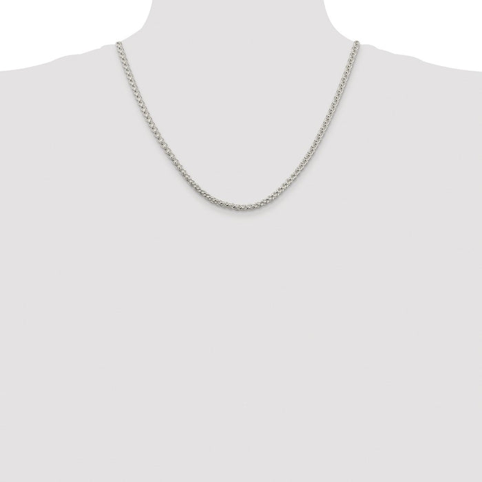 Buy Stylish Rhodium-Plated 4mm Round Spiga Chain in Sterling Silver - Affordable Quality!-4