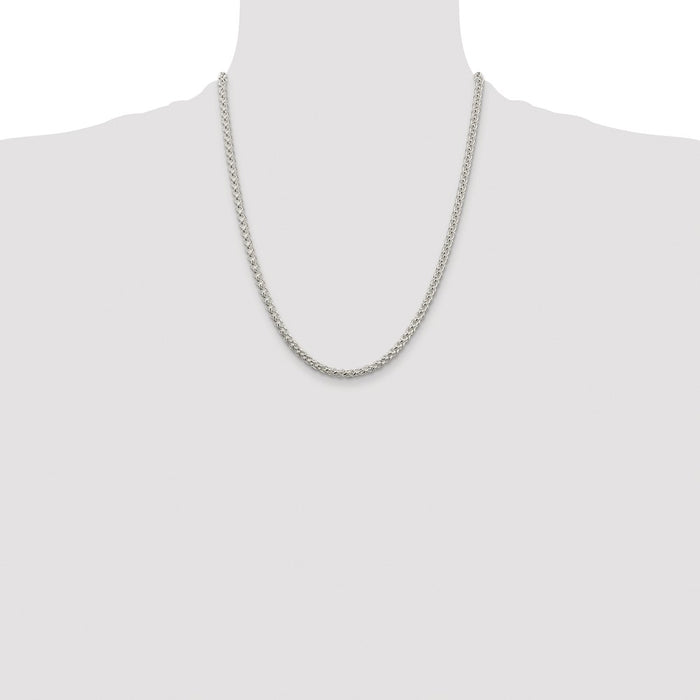 Exclusive Rhodium-Plated 4mm Round Spiga Chain | Stylish Sterling Silver-4