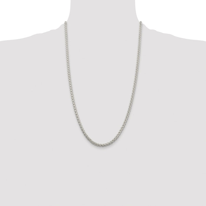 Buy Stylish Rhodium-Plated 4mm Round Spiga Chain in Sterling Silver - Value!-4
