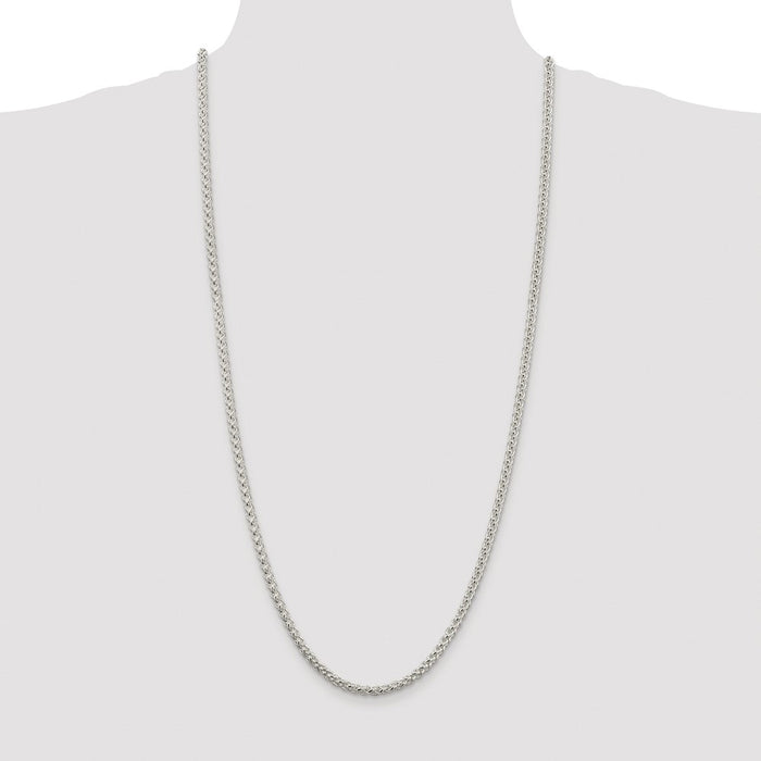 Buy Stylish Rhodium-Plated 4mm Round Spiga Chain in Sterling Silver - Affordable Quality-4