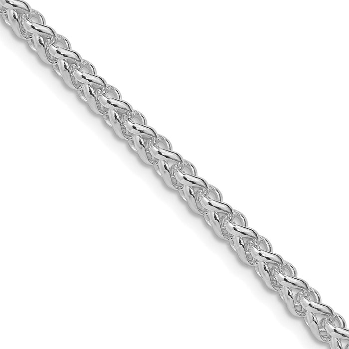 Buy Stylish Rhodium-Plated 4mm Round Spiga Chain in Sterling Silver - Affordable Quality!-1