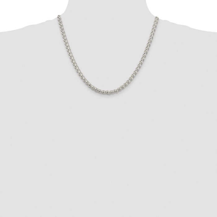 High-quality Rhodium-Plated 5mm Round Spiga Chain in Sterling Silver - Stylish Value!-4