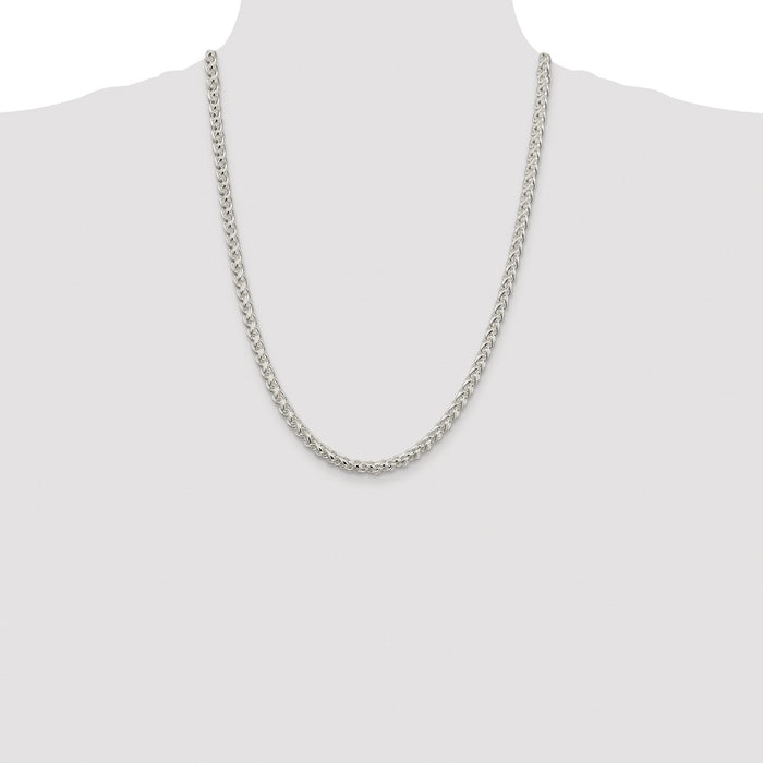 Buy Stylish Rhodium-Plated 5mm Round Spiga Chain in Sterling Silver - Exclusive Value!-4